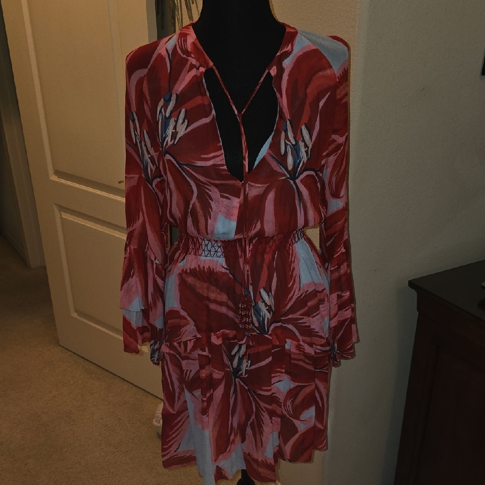 FARM Rio Vibrant Red and White Dress
